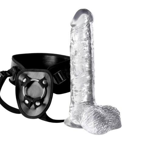 Crystal clear dildo with strap