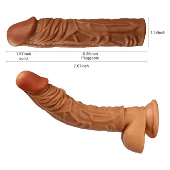 7.5″ Realistic Penis Extender Sleeve – Reusable Textured Sheath for Instant Length & Girth Enhancement – Soft Real-Feel Material