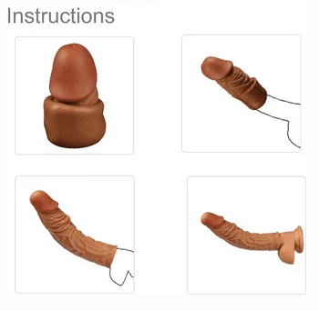 7.5″ Realistic Penis Extender Sleeve – Reusable Textured Sheath for Instant Length & Girth Enhancement – Soft Real-Feel Material