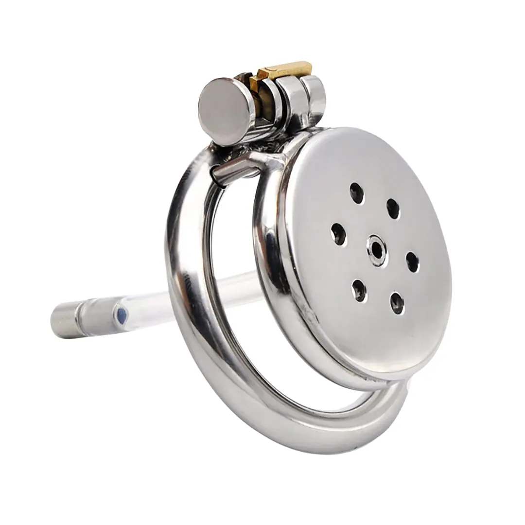 Passionate Flat Guard Stainless Steel Chastity Cage with Removable Urethral Tube & Secure Lock